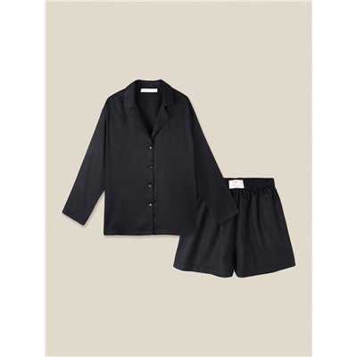 Пижама женская (рубашка, шорты) SL HOME Tensel Home, размер 52-54, чёрная