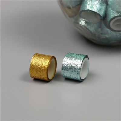 Клейкая лента пластик в банке «Шайн. Золото и голубой», набор 40 шт., 1.2 см, дл.0.9 м, 7×7×9 см