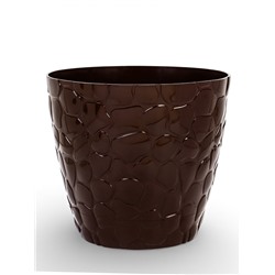 Горшок для цветов с поддоном «Камешки», 8 л, пластик, шоколадный