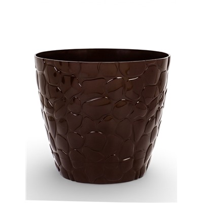 Горшок для цветов с поддоном «Камешки», 8 л, пластик, шоколадный