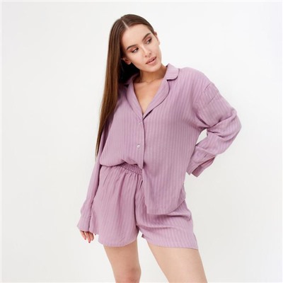Пижама женская (рубашка, шорты) KAFTAN, сиреневая, размер 48-50