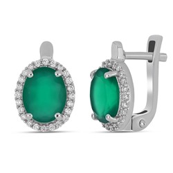 Серьги из серебра зеленый агат, Джайв
