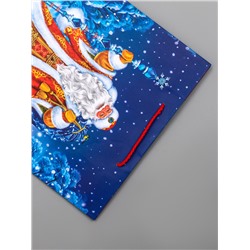 Пакет подарочный новогодний ламинированный, «Дед Мороз в лесу», 26×12×32 см