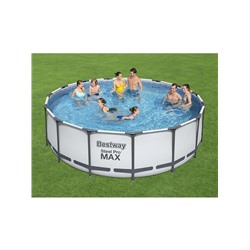 Бассейн каркасный Steel Pro MAX, 457×122 см, фильтр-насос, лестница, тент, круглый, 56438 Bestway