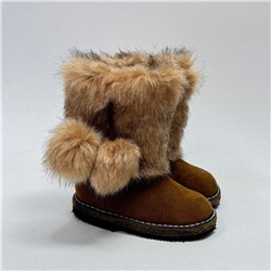 Унты детские рыжие “Красно-рыжий Енот” замшевые на войлочной подошве