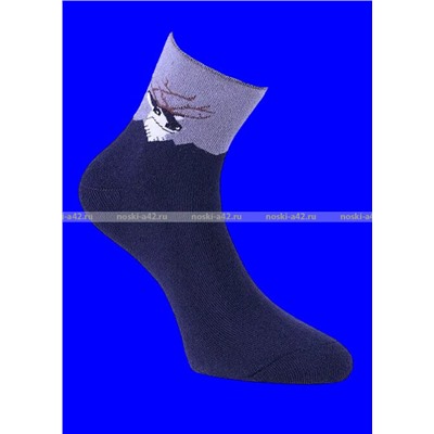 МИНИBS термоноски женские внутри махра Олени со слабой резинкой арт. 1680