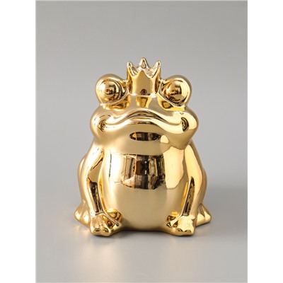 УЦЕНКА Копилка керамика «Золотая лягушка в короне» 12×10.5×15 см