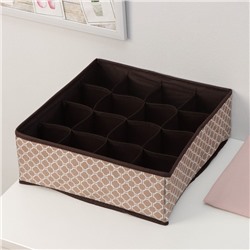 Органайзер для хранения белья Доляна «Браун», 12 ячеек, 32×24×12 см, коричневый