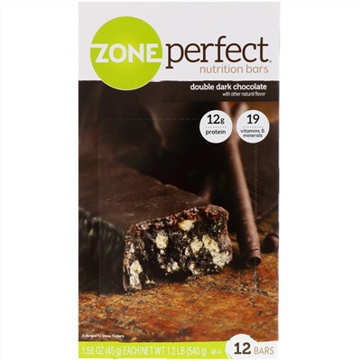 ZonePerfect, Питательные батончики, двойной темный шоколад, 12 батончиков, 1,58 унции (45 г) каждый