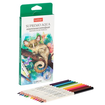 Карандаши акварельные 12цв "SUPREMO AQUA" (087450) Хатбер