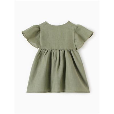 Платье для девочки «Крошка Я» Linen, рост 68-74 см, зелёное