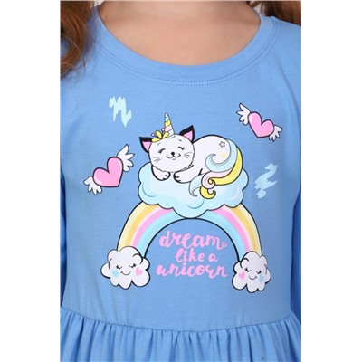 Платье В облаках дл. рукав детское (Голубой)