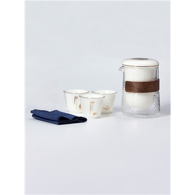 Набор для чайной церемонии ДЖЕКИЧАЙ «Исуми», 5 предметов, на 3 персоны, чашка 50 мл, чайник 180 мл, керамика, белый