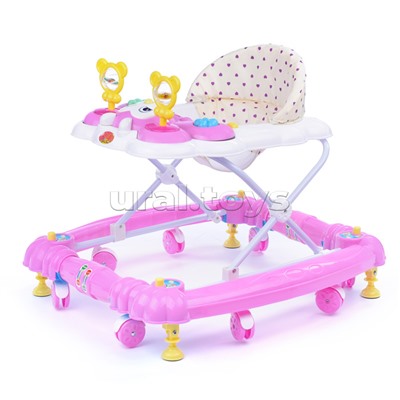 Ходунки "Забавная мордашка" бело/розовые, в пакете