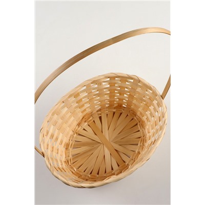 Корзина плетёная для хранения, 30×22×13 см, ручка h=36 см, бамбук, натуральный цвет, Greengo