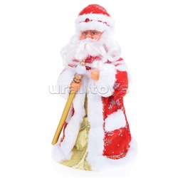 Дедушка Мороз в шубе с елочками, музыкальный 30см в коробке