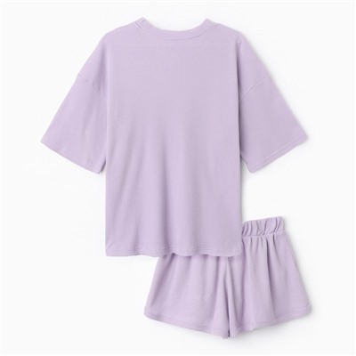 Пижама женская (футболка, шорты) KAFTAN Basic line, размер 48, сиреневая