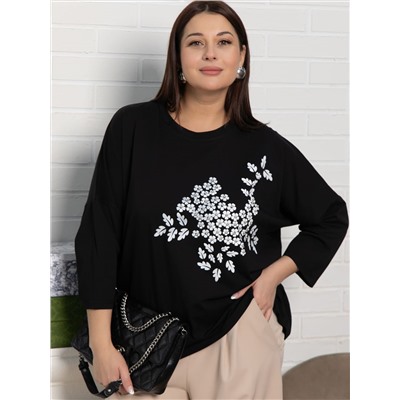 Блуза Ромашка (черная) Б15384-24М