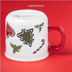 Новогодняя кружка Доляна Sweet Treats, 360 мл, 12.8×9.5×9 см, керамика, белая