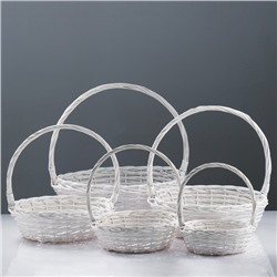 Корзина плетёная для хранения, ива, овальная, белая, набор 5 шт.