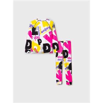 Термокомплект трикот. для девочек: фуфайка (футболка) с длин. рук, брюки