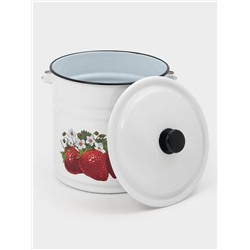 Ведро эмалированное, 12 л, с крышкой и ручкой, белое