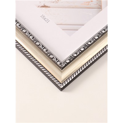 Фоторамка для фото 15×21 см «МИРАМ», пластик, серебро, (пластиковый экран)