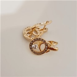 Серьги ювелирная бижутерия Дубайское золото, с покрытием позолотой 18К, вставка: фианит, цвет: прозрачный, арт.215.164