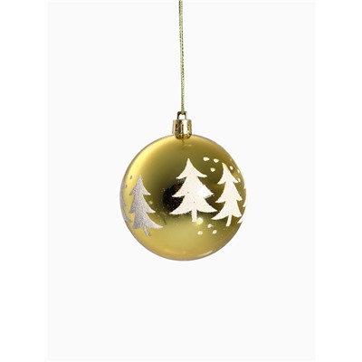 Ёлочные игрушки «Ёлочки ассорти», шары новогодние, d=8 см, набор 6 шт., золотистый