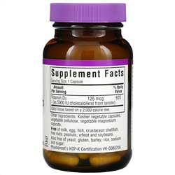 Bluebonnet Nutrition, Vitamin D3, 5,000 IU, 60 Vegetable Capsules
