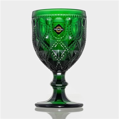 Бокалы для вина Magistro «Варьете», 320 мл, 8.5×16 см, стекло, зелёные, набор 2 шт.