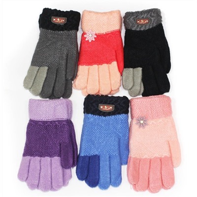 Перчатки вязаные детские "цветок"