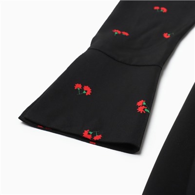 Платье с завязками на талии миди женское MIST Flower, размер 42, чёрное