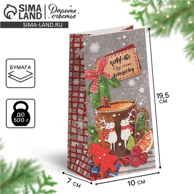 Пакет подарочный без ручек новогодний «Кому‒то ну очень хорошему», 10×19.5×7 см