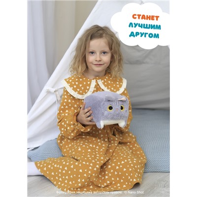 Мягкая игрушка кот-кирпичик котокуб глазастый квадратный котик, серый 15 см