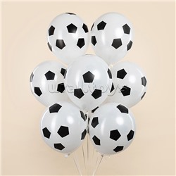 Шар (12''/30 см) Футбольный мяч, Белый, пастель, 5 ст, 25 шт.