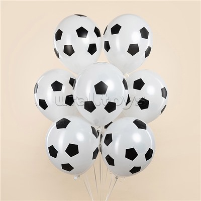 Шар (12''/30 см) Футбольный мяч, Белый, пастель, 5 ст, 25 шт.