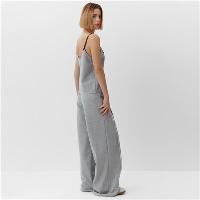 Топ с кожаными бретелями женский MINAKU : Casual Collection, серый, размер 48