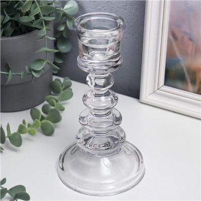 Стеклянный подсвечник на 1 свечу «Плавные линии», прозрачный, 20×11×11 см