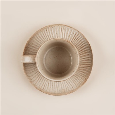 Чайная пара SL Home «Виенто», чашка 250 мл, блюдце d=15 см, керамика, бежевая