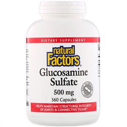 Natural Factors, сульфат глюкозамина, 500 мг, 360 капсул