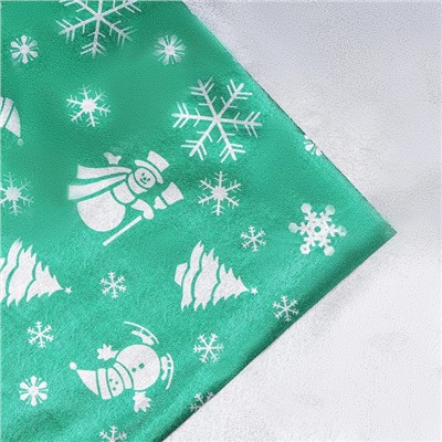 Плёнка упаковочная новогодняя фольгированная «Снеговик», 70×50 см, зеленый