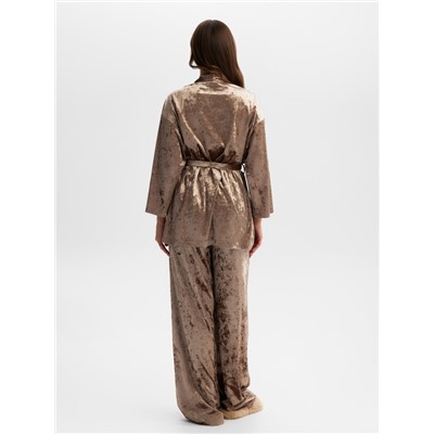 Костюм домашний женский (жакет, брюки) KAFTAN Velvet, размер 40-42, цвет кофейный