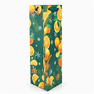 Пакет подарочный под бутылку треугольный «Новый год», 13×32×11 см
