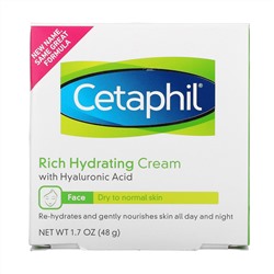 Cetaphil, интенсивно увлажняющий ночной крем с гиалуроновой кислотой, 48 г (1,7 унции)