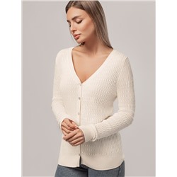 Кардиган тонкой ажурной вязки из хлопка и вискозы