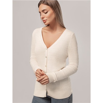 Кардиган тонкой ажурной вязки из хлопка и вискозы