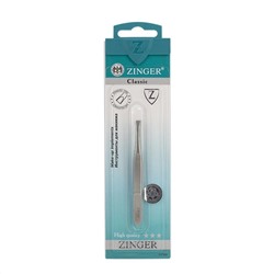 Zinger Пинцет для бровей прямой / Classic B 157 FD, 90 мм, серебристый матовый 4048