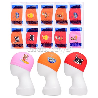 Шапочка для плавания с рисунком, в ассортименте, в пакете