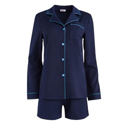 Пижама женская (рубашка, шорты) MINAKU: Light touch, синяя, размер 52